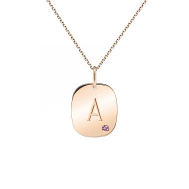 Médaille Colette Coussin Rose or rose et saphir rose