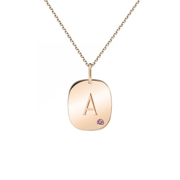 Médaille Colette Coussin Rose or rose et saphir rose