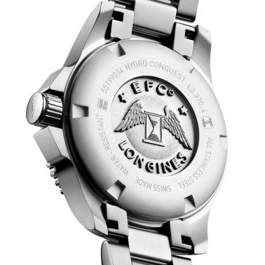 Longines HydroConquest quartz watch diamond index white mother-of-pearl dial steel bracelet 32 mm L3.370.4.87.6