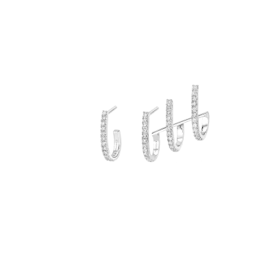 Boucles d'oreilles Messika Gatsby multi-Créoles Messika en or blanc et diamants