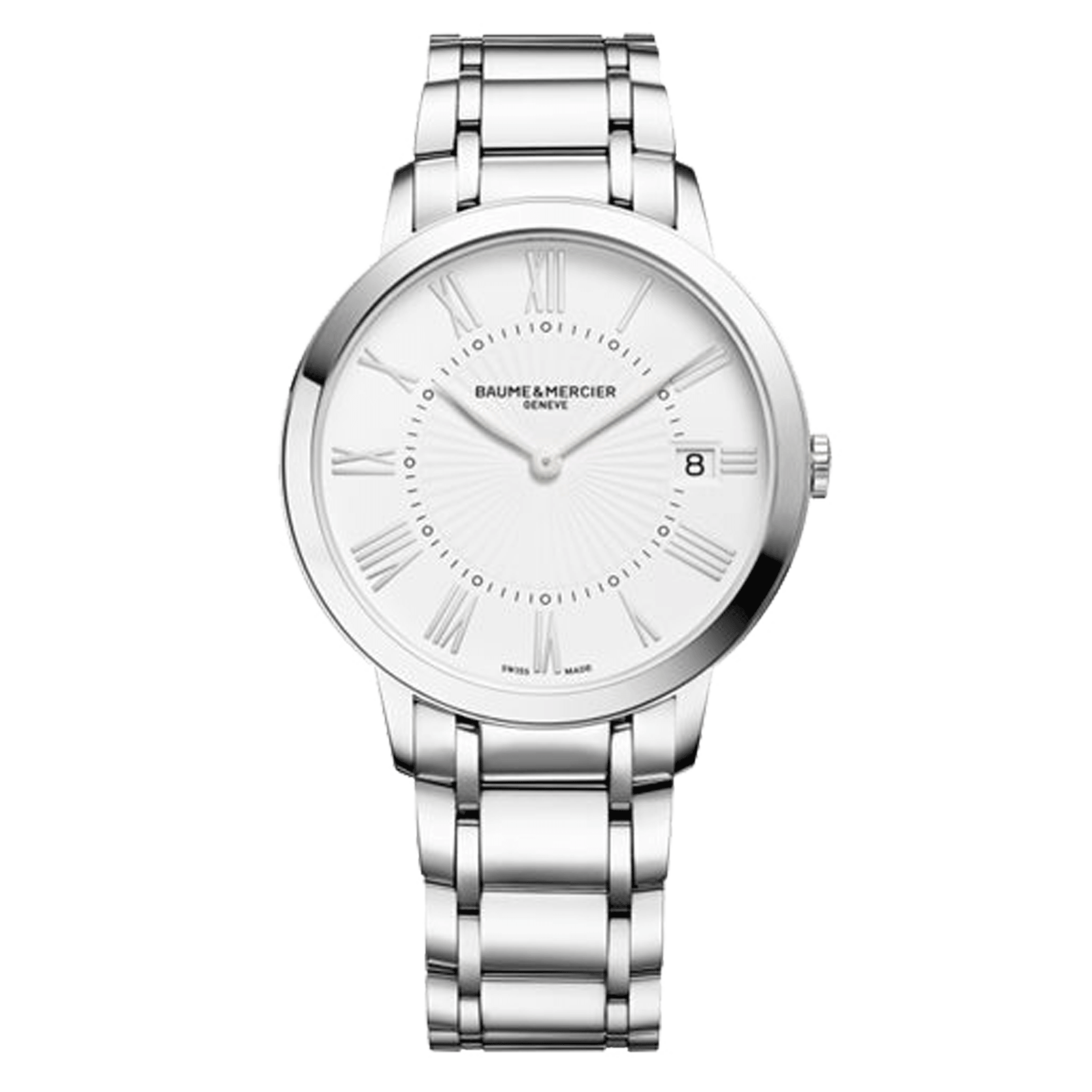 Baume et Mercier Classima quartz watch white dial steel bracelet 36 mm