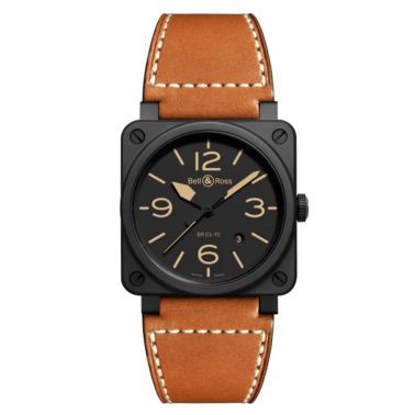 Bell & Ross BR 03-92 Heritage automatic ceramic black dial leather strap 42 mm