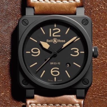 Bell & Ross BR 03-92 Heritage automatic ceramic black dial leather strap 42 mm