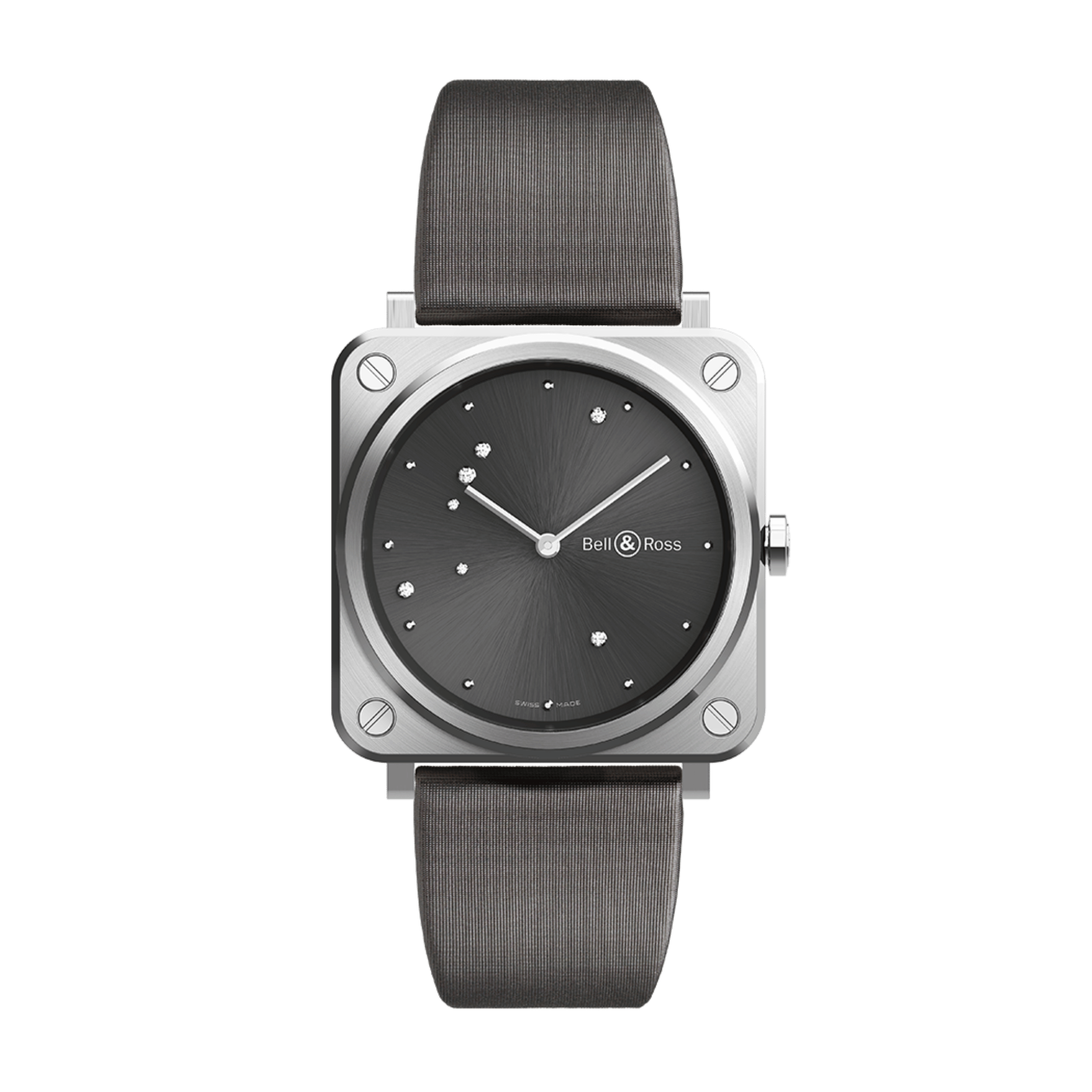 Bell & Ross BR S Grey Diamond Eagle Ceramic quartz grey dial rubber strap 39 mm