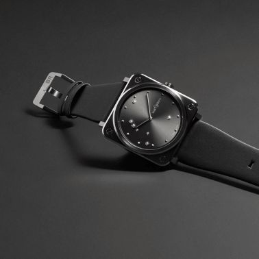 Montre Bell & Ross BR S Grey Diamond Eagle quartz cadran gris bracelet caoutchouc 39 mm