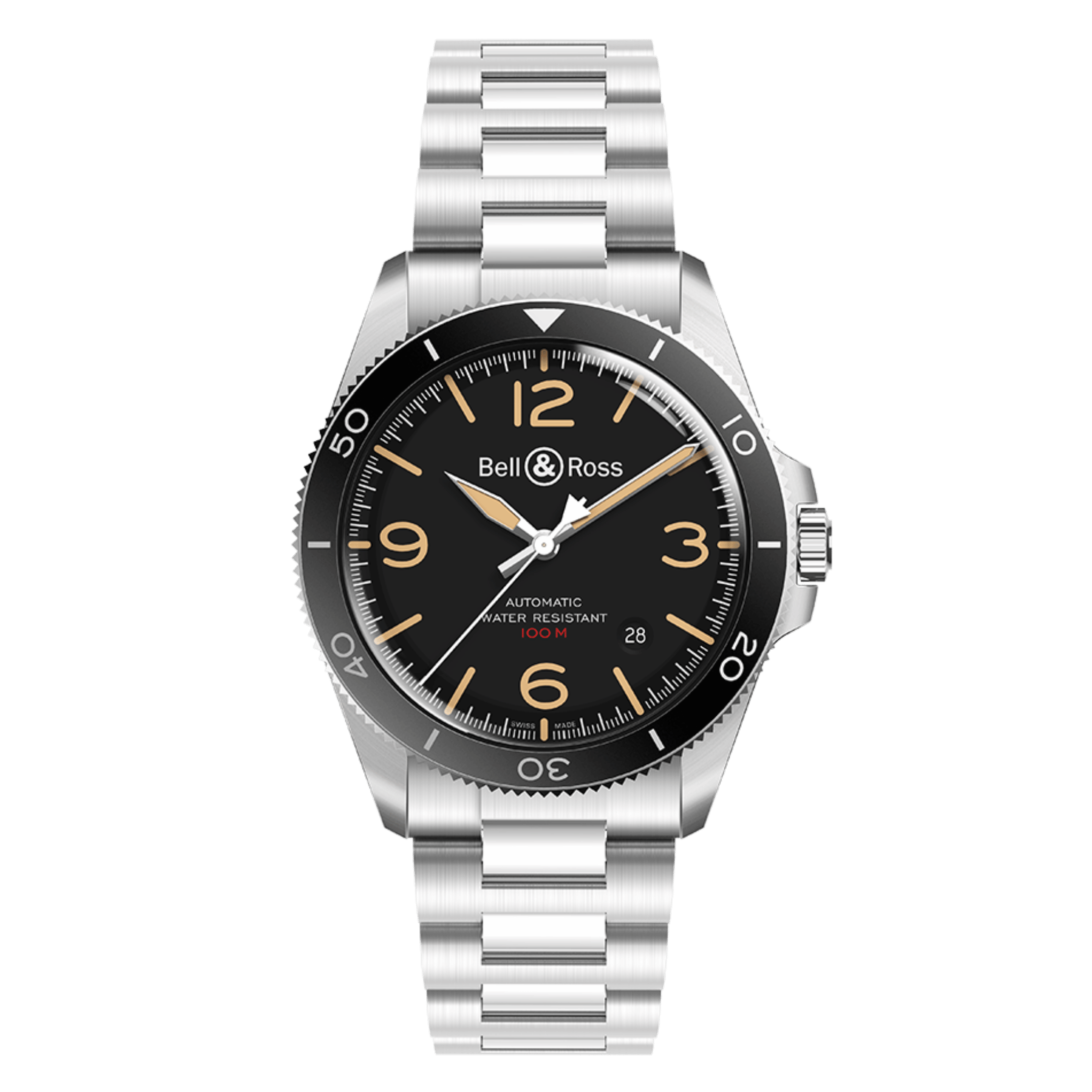 美品 ベル＆ロス BR V2-92 デイト 100M ウォーター レジスタント Bell & Ross BR V2-92 Steel Heritage automatique 41 mm - Lepage