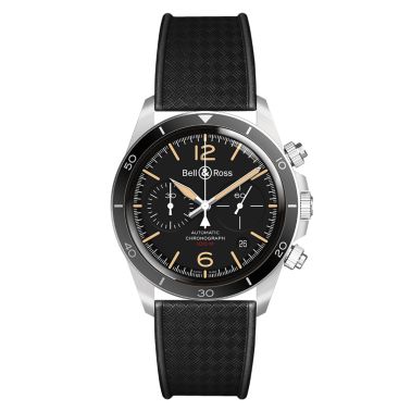 Montre Bell & Ross BR V2-94 Steel Heritage automatique cadran noir bracelet caoutchouc 41 mm