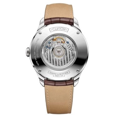 Montre Baume et Mercier Clifton Réserve de Marche automatique cadran blanc bracelet cuir marron 43 mm 10205