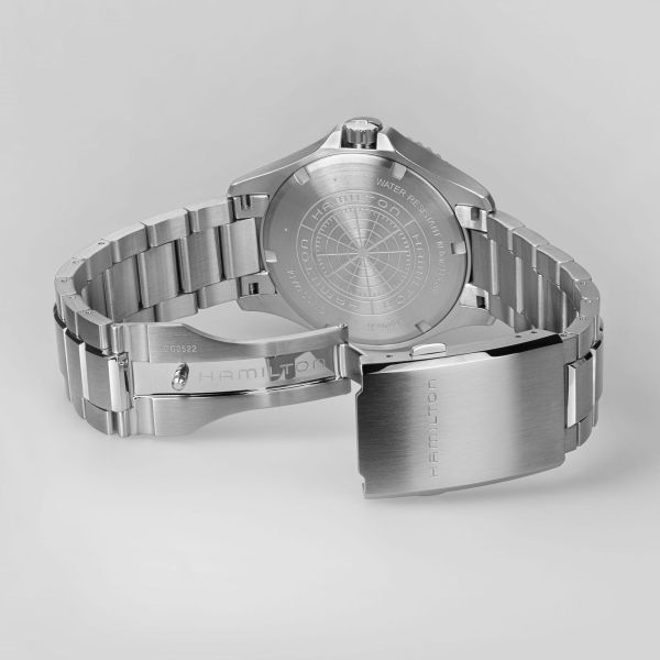 Hamilton Khaki Navy Scuba automatic watch black dial red bezel steel bracelet 40 mm