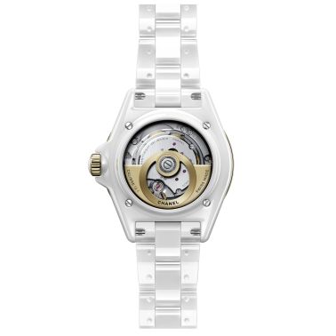 CHANEL J12 GOLD Calibre 12.1 automatic diamond hour-markers & bezel white dial white ceramic bracelet 38 mm
