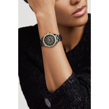 CHANEL J12 GOLD Calibre 12.1 automatic diamond hour-markers & bezel black dial black ceramic bracelet 38 mm