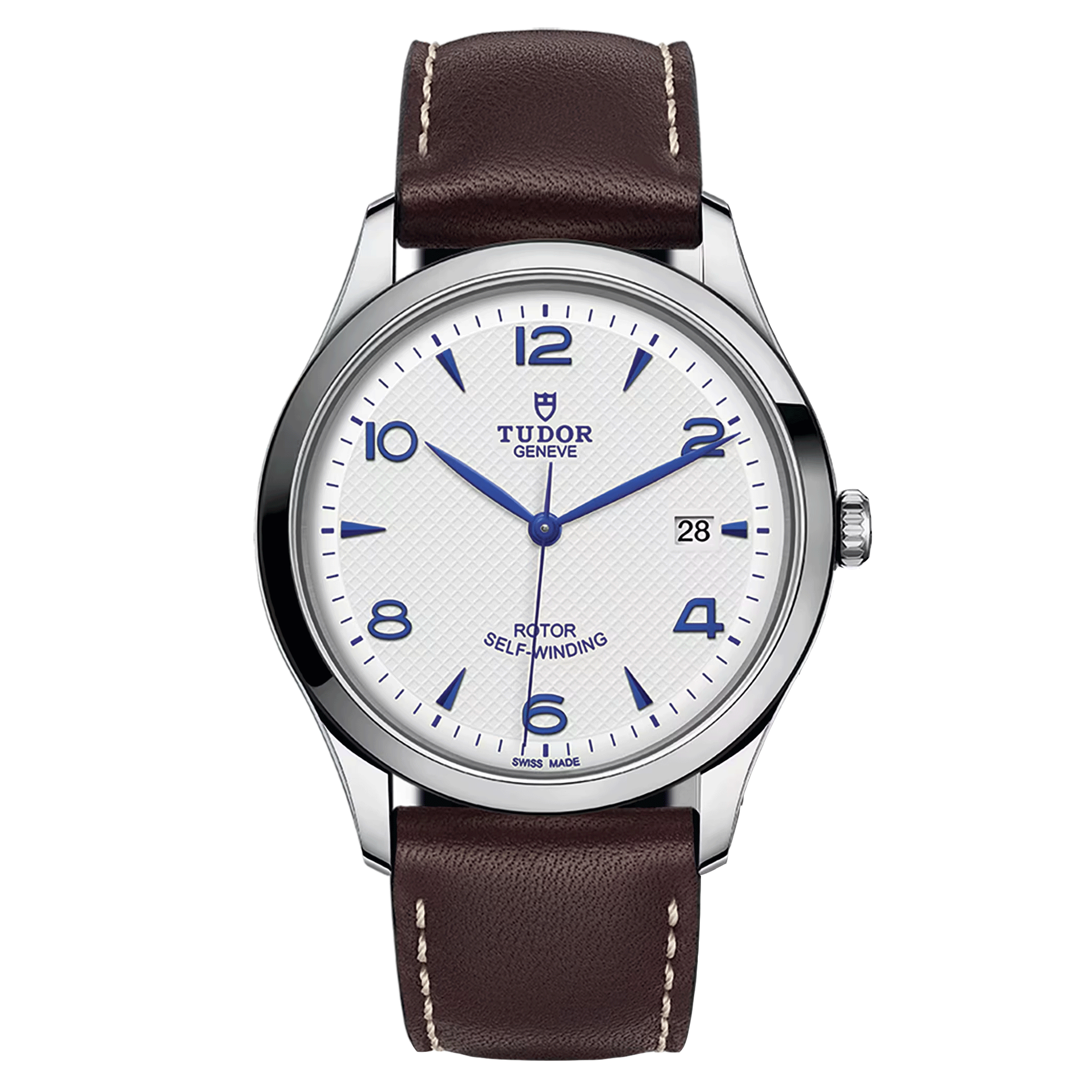 Tudor 1926 automatic watch opaline dial brown leather strap 41 mm M91650-0010