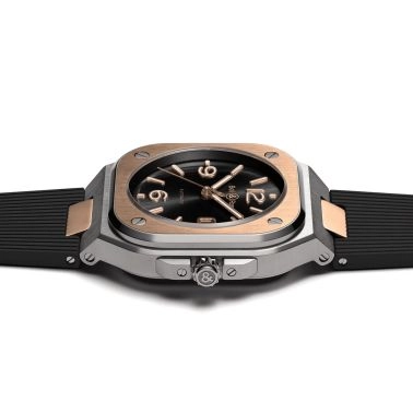 Bell & Ross BR 05 Black Steel & Gold automatic black dial rubber strap 40 mm