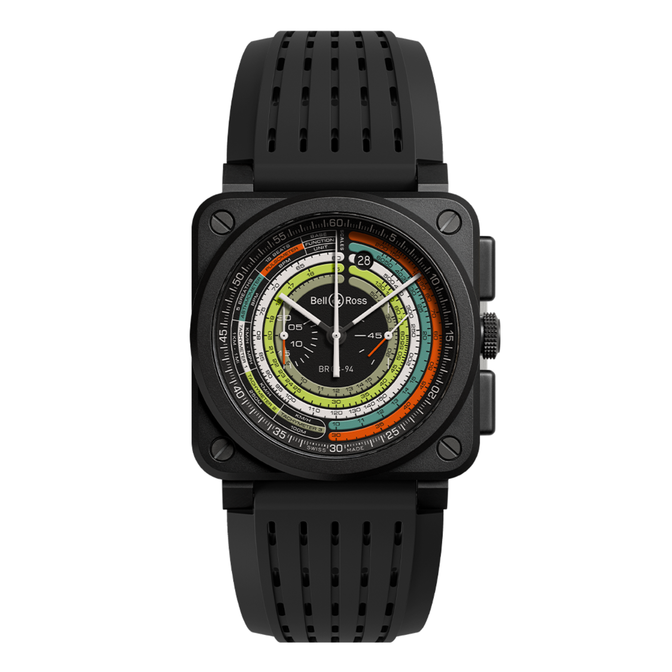 Bell & Ross BR-03 Chrono Multimeter ceramic automatic black dial rubber strap 42 mm