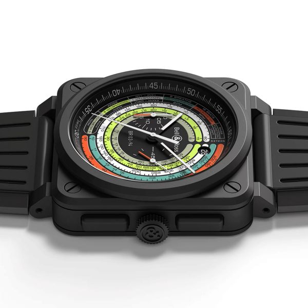 Bell & Ross BR-03 Chrono Multimeter ceramic automatic black dial rubber strap 42 mm