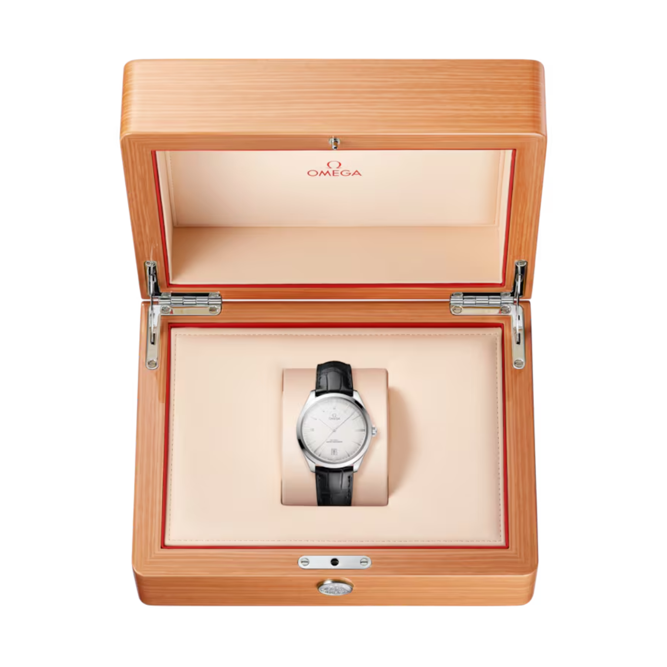 Montre Omega De Ville Trésor Co-Axial Master Chronometer mécanique cadran argenté bracelet cuir 40 mm