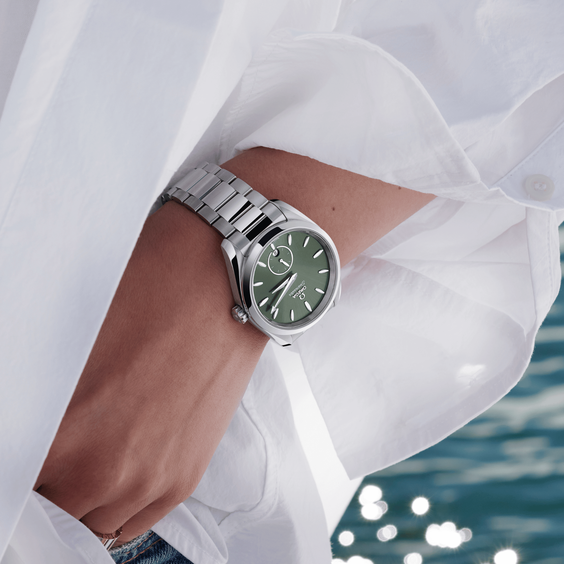 Montre Omega Seamaster Aqua Terra 150m Petite Seconde Co-Axial Master Chronometer cadran vert bracelet acier 38 mm