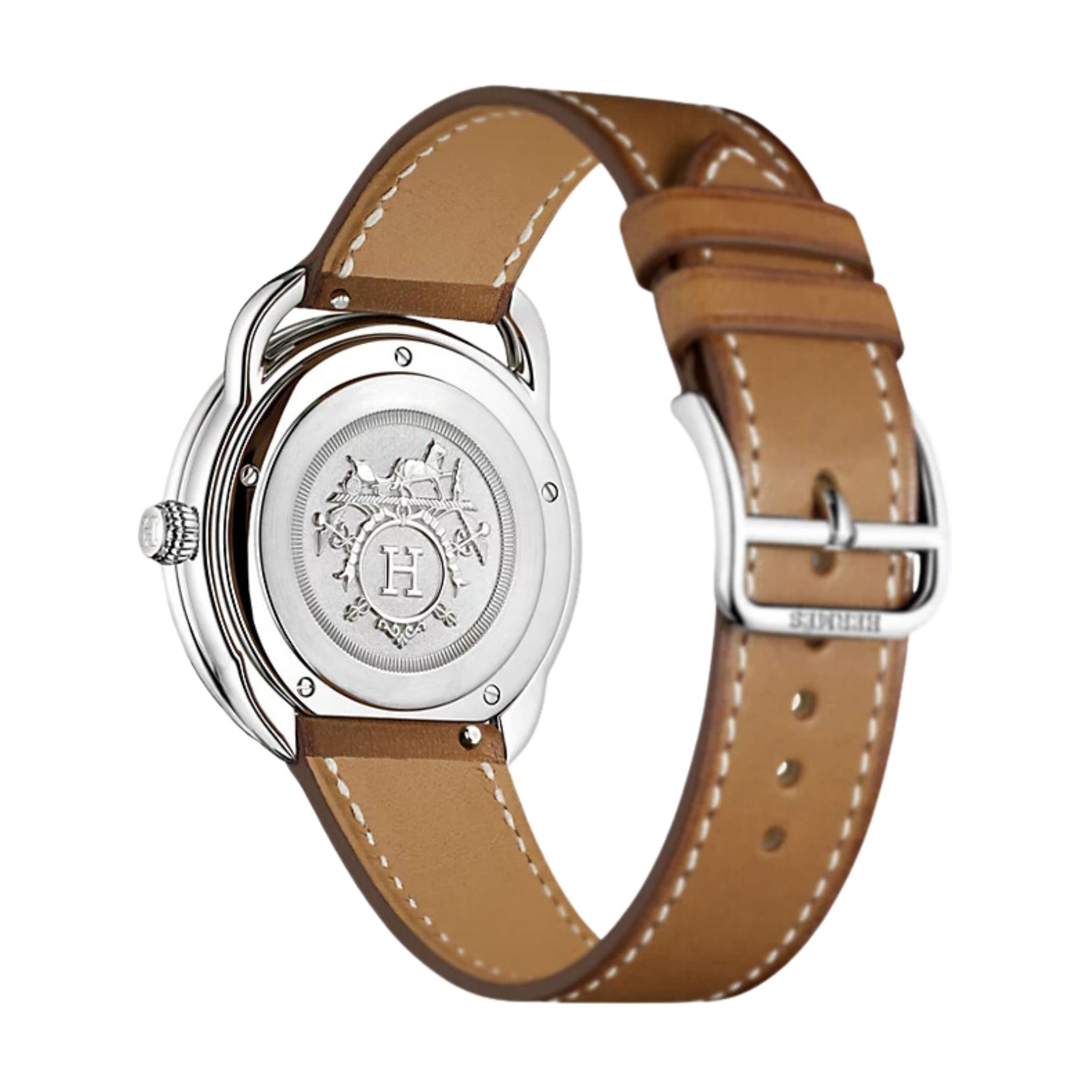Montre HERMÈS Arceau Grand Modèle quartz cadran laqué blanc