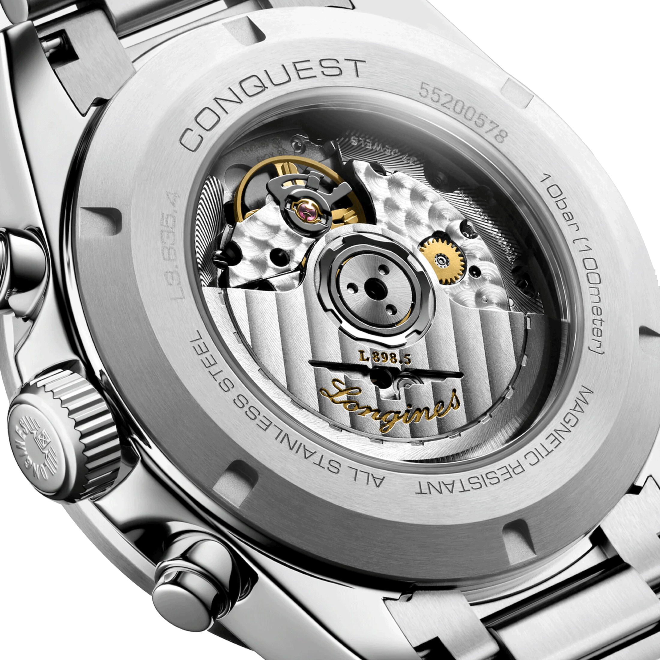Montre Longines Conquest Chronographe automatique cadran argent et vert bracelet acier 42 mm L3.835.4.02.6