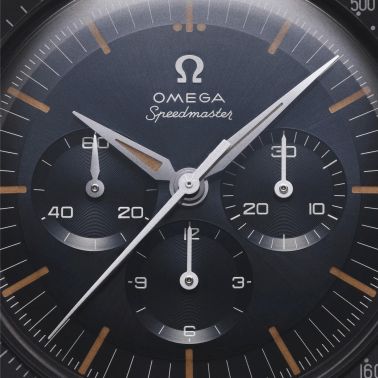 Montre Omega Speedmaster "First OMEGA In Space" Co-Axial Master Chronometer bracelet cuir noir 39,7 mm