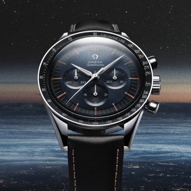 Omega Speedmaster "First OMEGA In Space" Co-Axial Master Chronometer black leather strap 39,7 mm