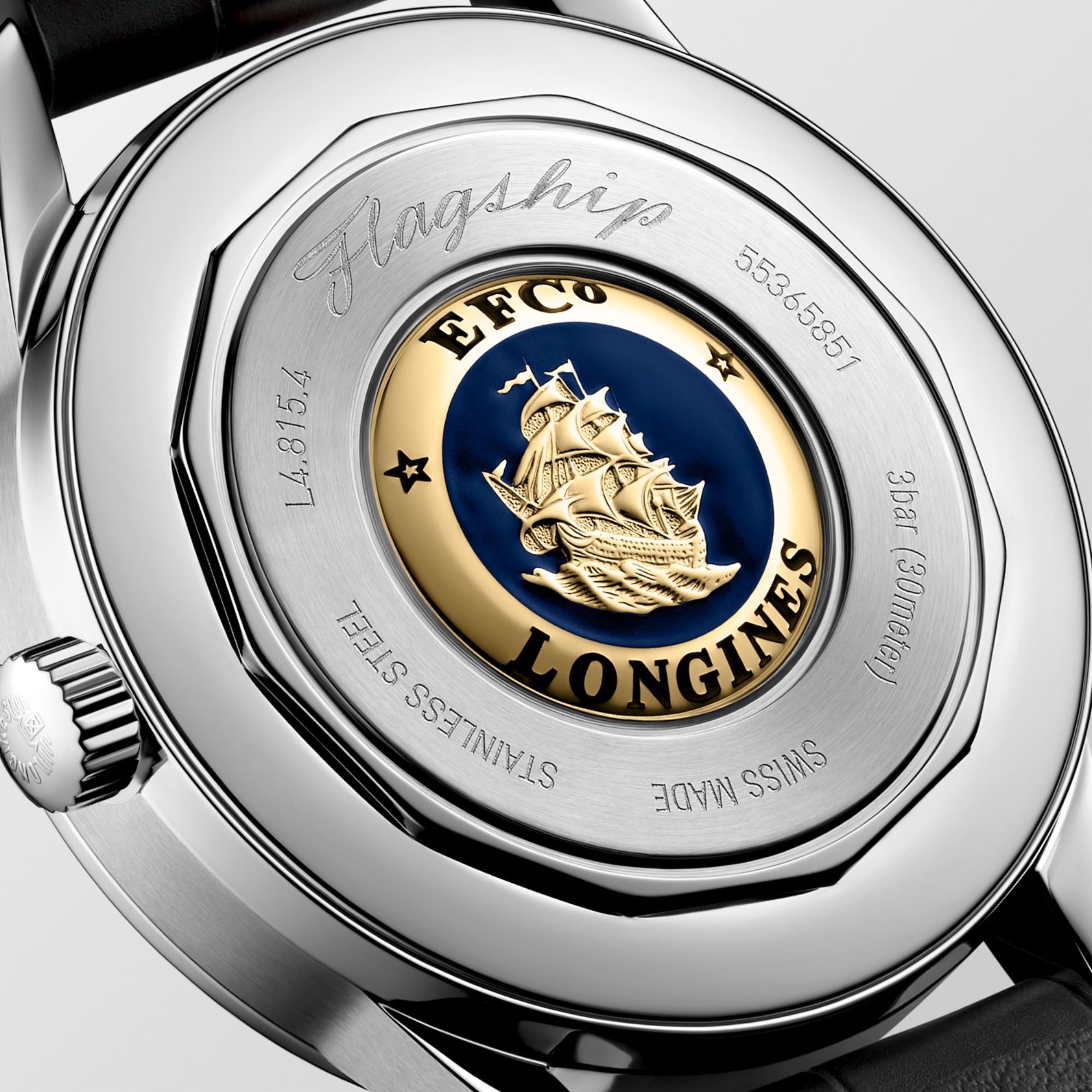 Longines Flagship Heritage automatic moon phase beige havana dial brown leather strap 38.5 mm