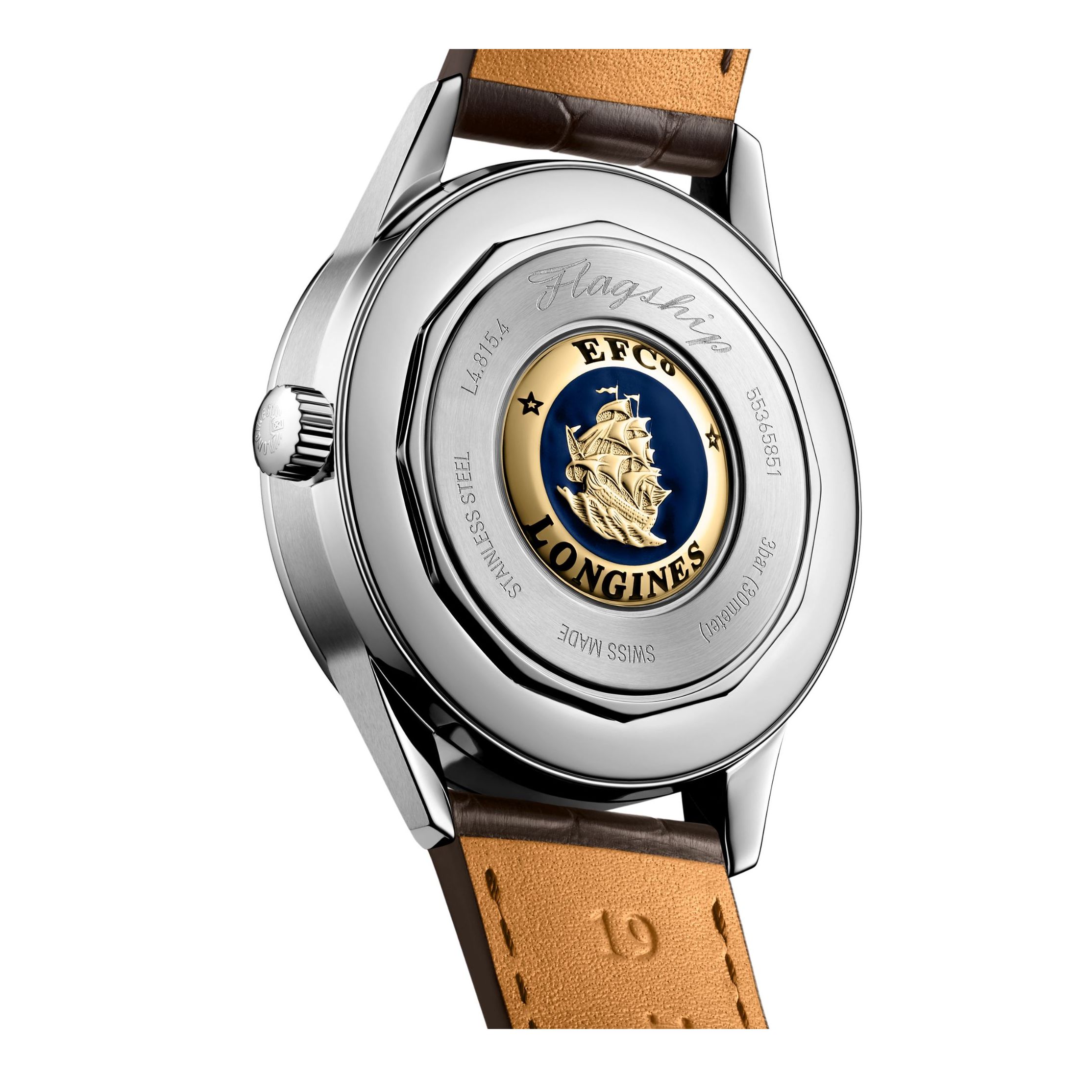 Longines Flagship Heritage automatic moon phase beige havana dial
