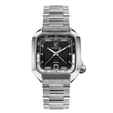 March LA.B AM2 GMT Automatic Black steel bracelet 39 mm