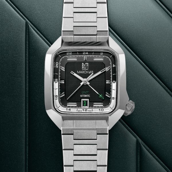 March LA.B AM2 GMT Automatic Black steel bracelet 39 mm
