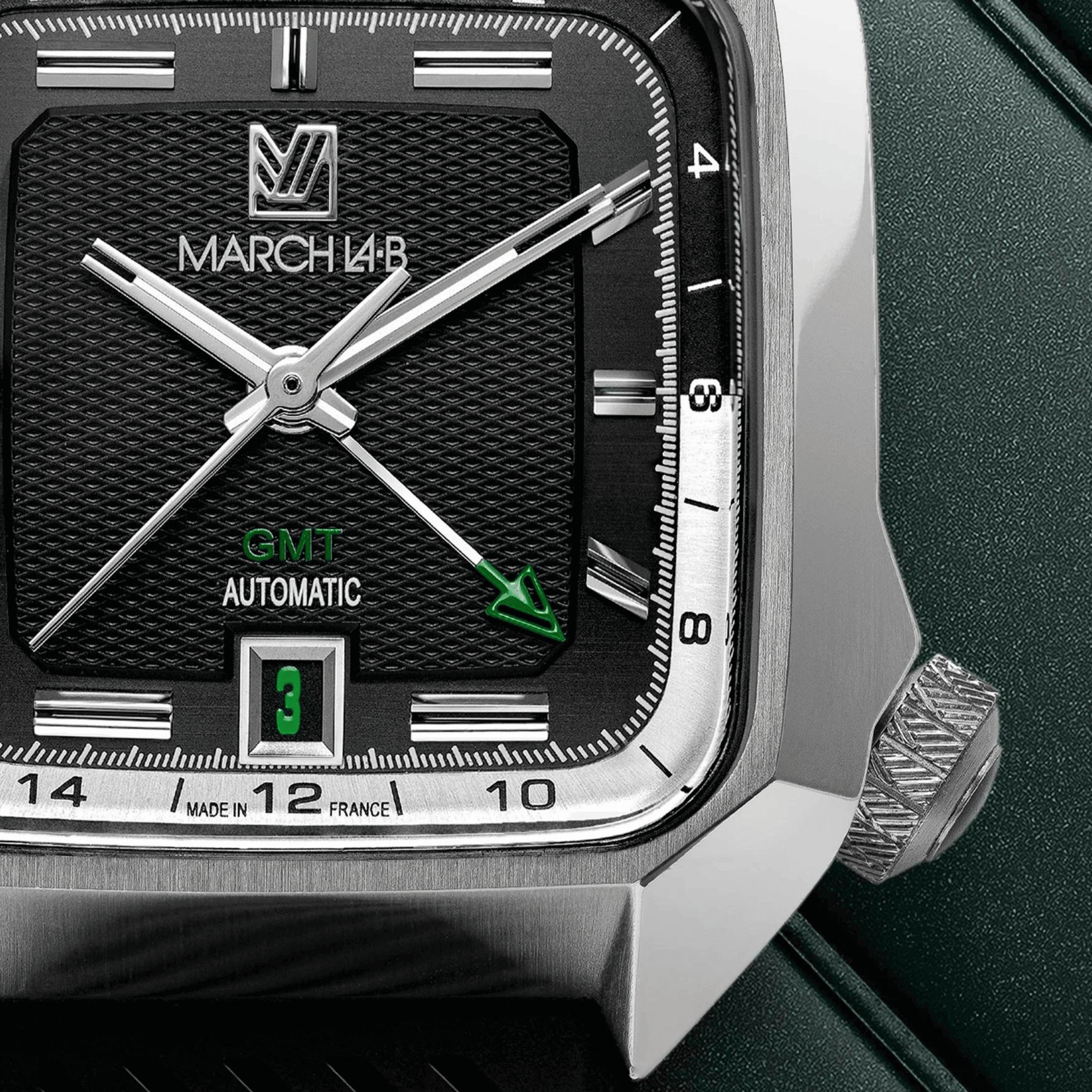 March LA.B AM2 GMT Automatic Black steel bracelet 39 mm