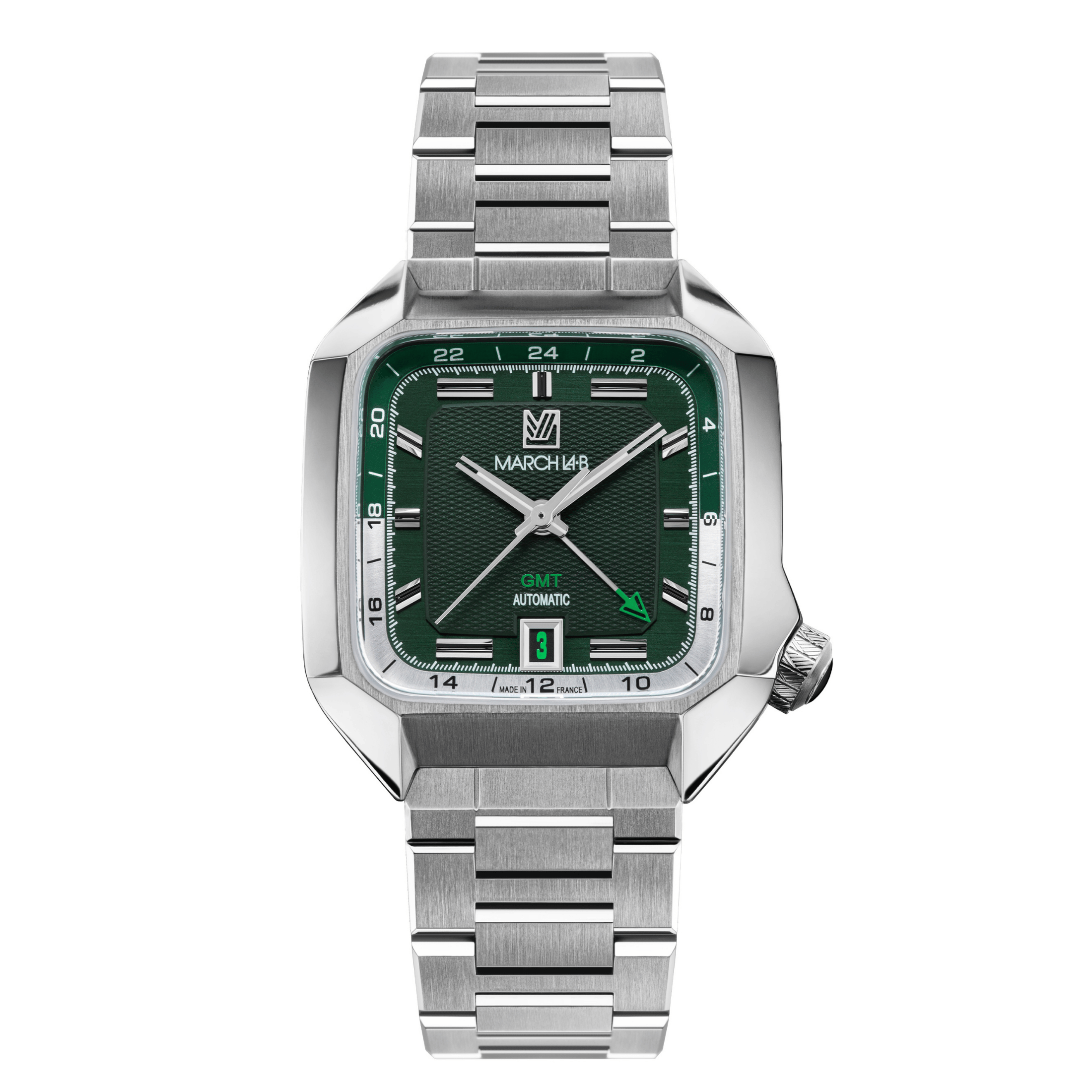 Montre March LA.B AM2 GMT Automatique Grall bracelet acier 39 mm