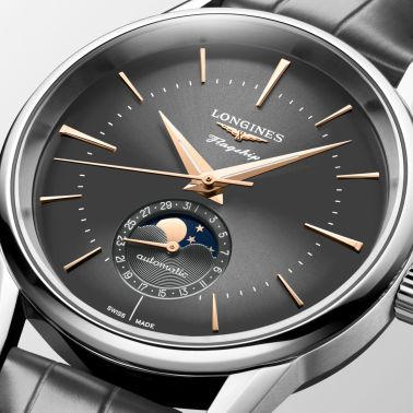 Longines Flagship Heritage automatic moon phase watch black dial black bracelet 38,5 mm