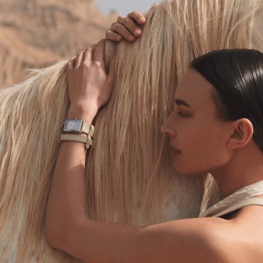 Longines DolceVita X YVY quartz watch beige dial beige leather strap 23,3 x 37 mm L5.512.4.79.2