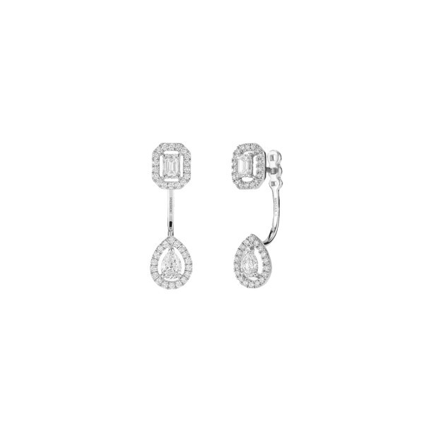 Boucles d'oreilles Messika My Twin Toi & Moi petit modèle en or blanc et diamants