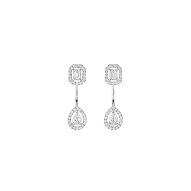 Boucles d'oreilles Messika My Twin Toi & Moi petit modèle en or blanc et diamants