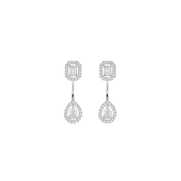Boucles d'oreilles Messika My Twin Toi & Moi petit modèle en or blanc et diamants