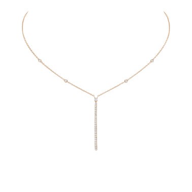 Collier Messika Gatsby Barrette verticale en or rose et diamants