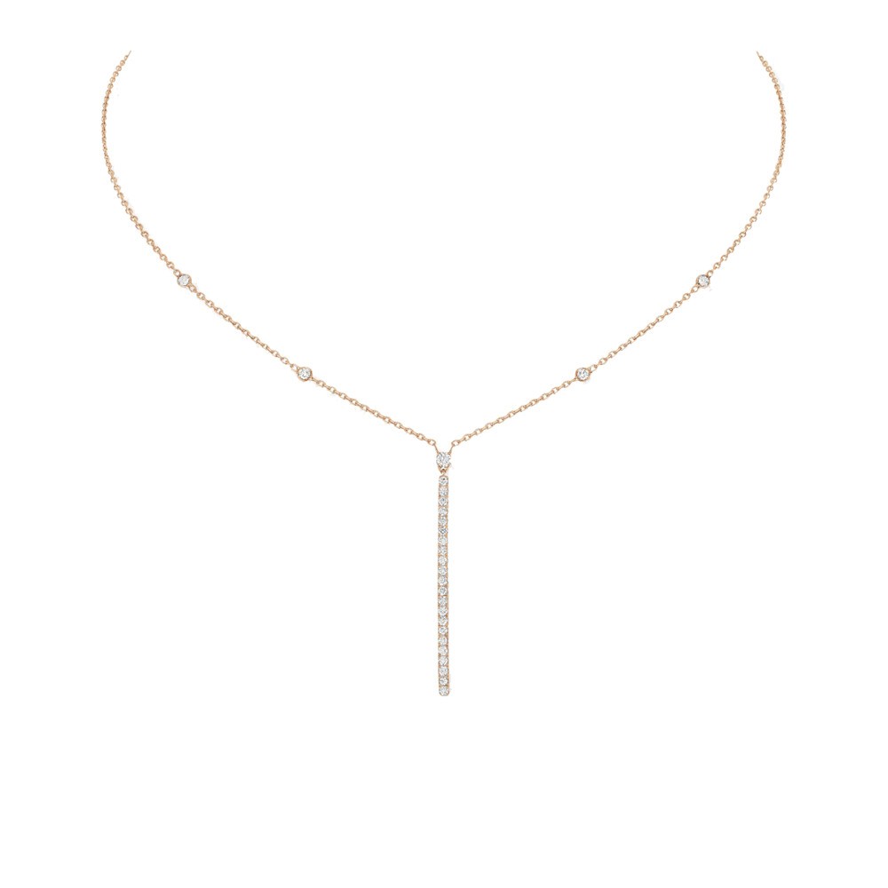 Collier Messika Gatsby Barrette verticale en or rose et diamants
