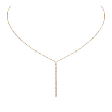 Collier Messika Gatsby Barrette verticale en or rose et diamants