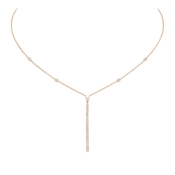Collier Messika Gatsby Barrette verticale en or rose et diamants