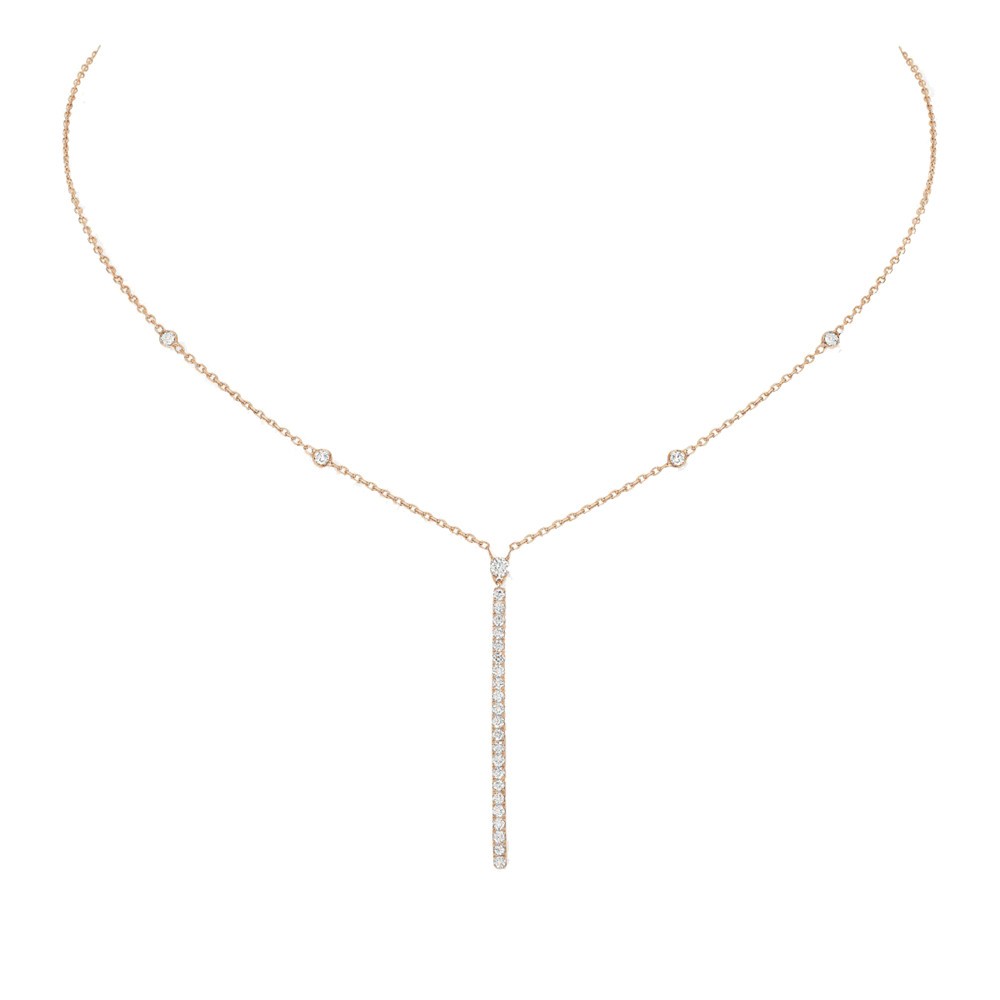 Collier Messika Gatsby Barrette verticale en or rose et diamants
