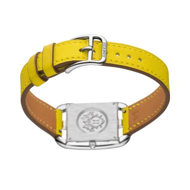 Montre HERMÈS Cape Cod Petit Modèle quartz cadran argenté bracelet cuir jaune de Naples 31 mm W055588WW00