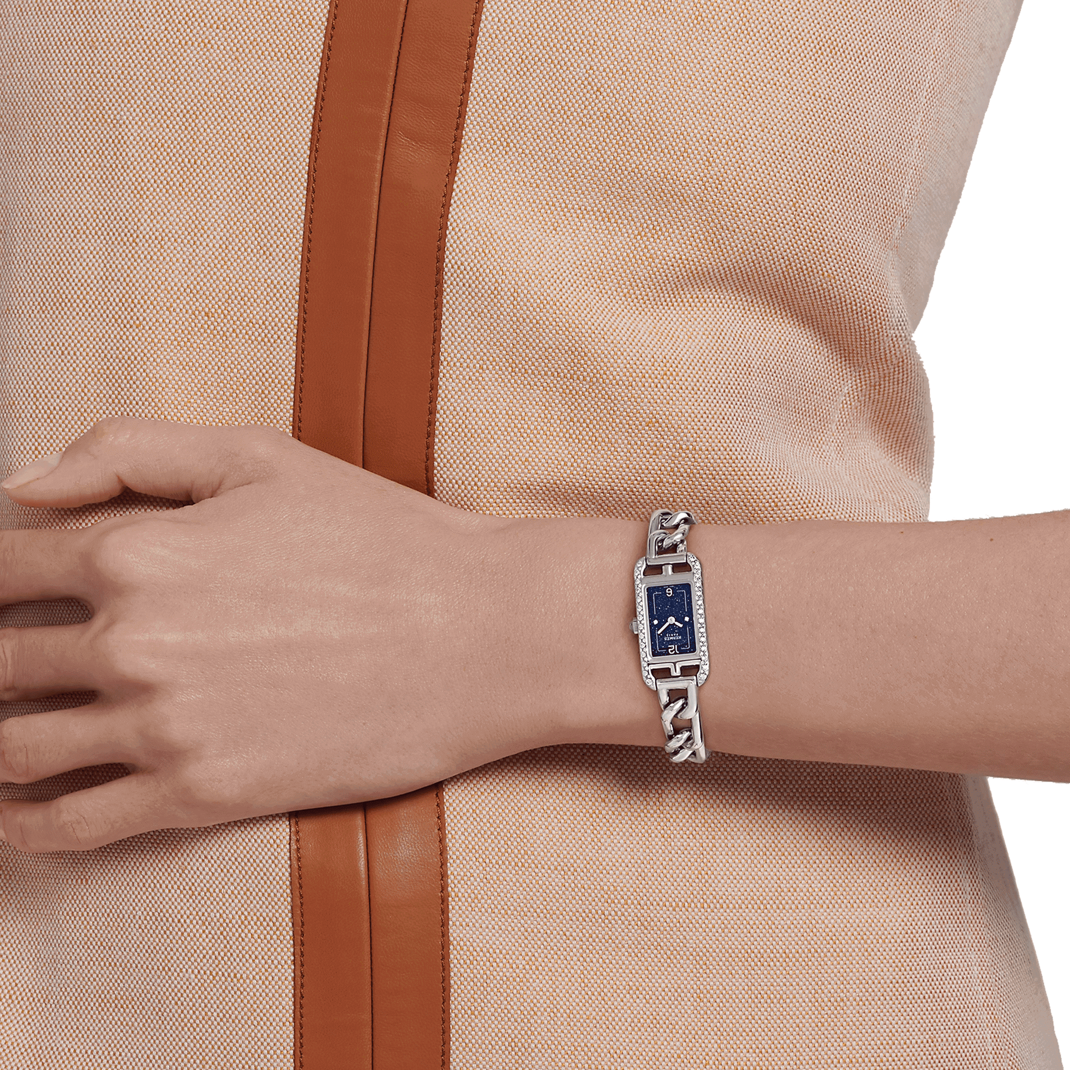 HERMÈS Nantucket Petit Modèle quartz dial aventurine set stainless steel bracelet 17 mm W057486WW00