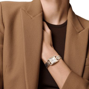 Montre HERMÈS Cape Cod Petit Modèle Or Rose cadran nacre blanche bracelet or rose 23 mm W059549WW00