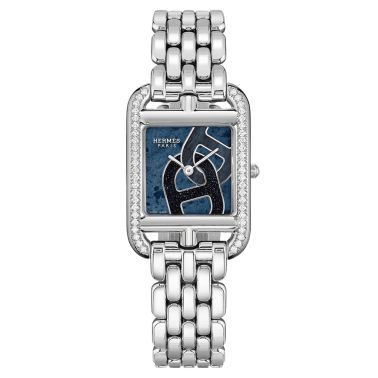 Montre HERMÈS Cape Cod Petit Modèle Sertie quartz cadran bleu bracelet acier 31 mm W059597WW00