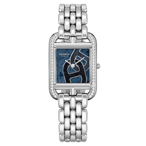 Montre HERMÈS Cape Cod Petit Modèle Sertie quartz cadran bleu bracelet acier 31 mm W059597WW00