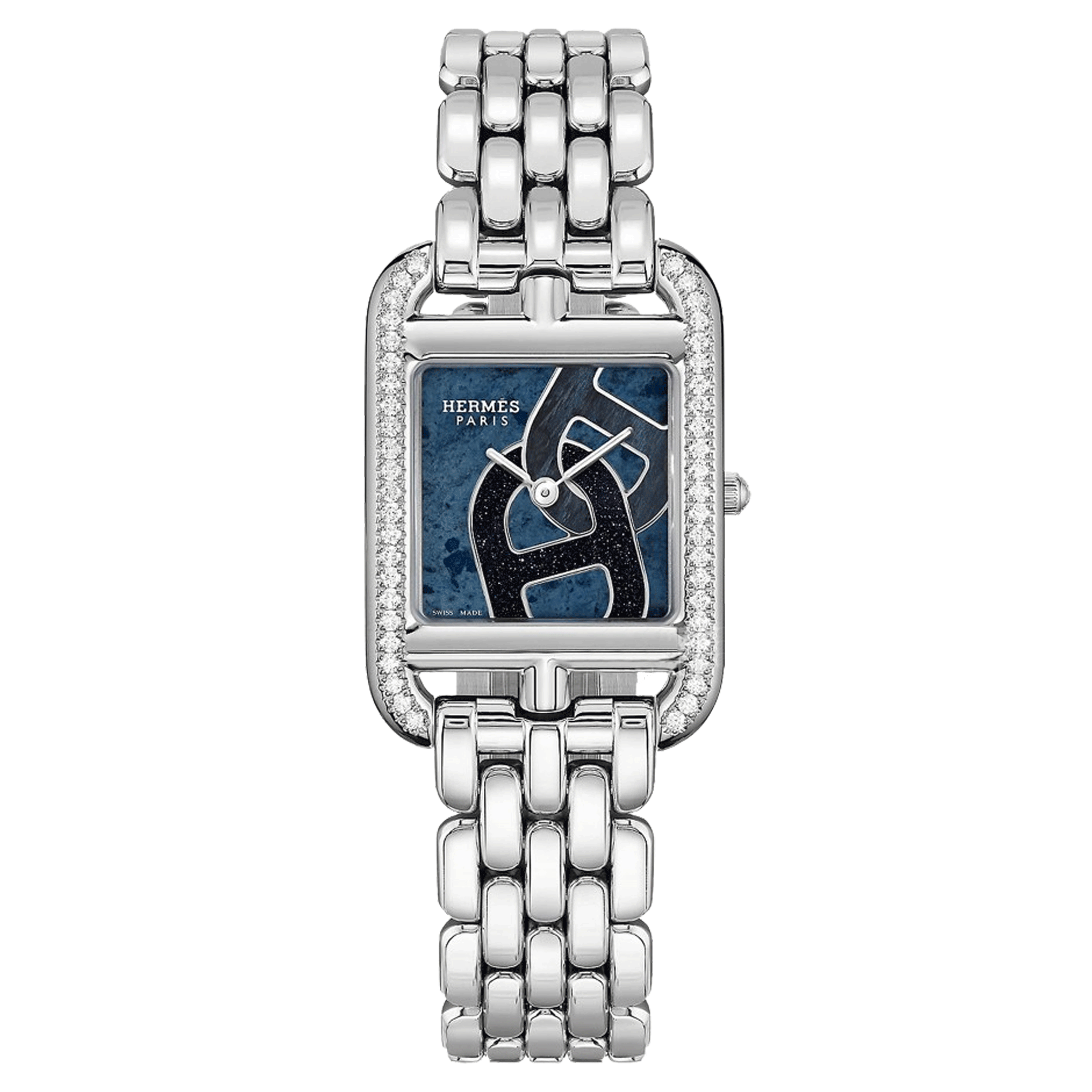 Montre HERMÈS Cape Cod Petit Modèle Sertie quartz cadran bleu bracelet acier 31 mm W059597WW00