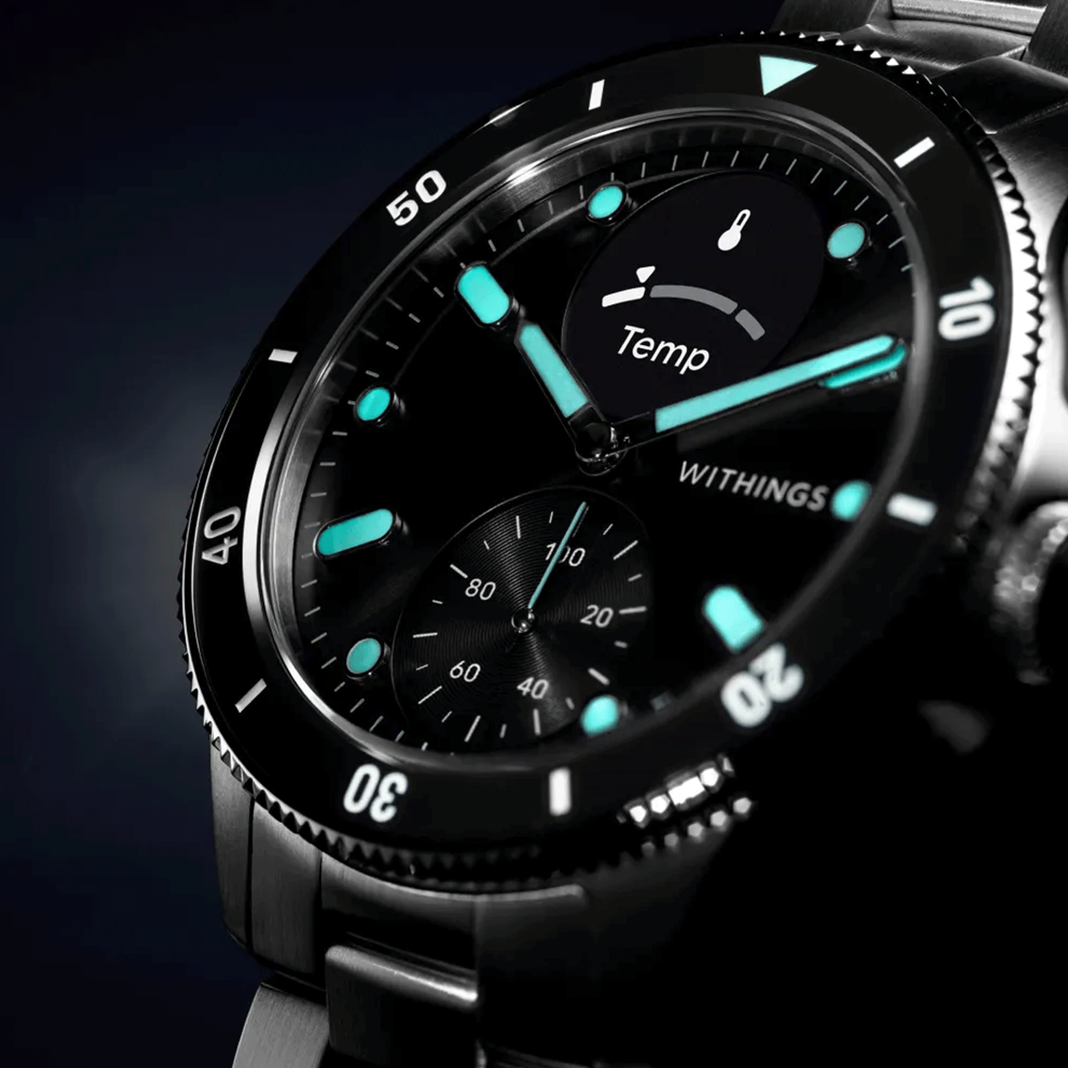 Withings ScanWatch Nova Black Connected Watch black dial stainless steel bracelet 42 mm WSW N BLACK