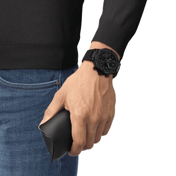 Montre Tissot T-Sport T-Race Chronograph quartz cadran gris bracelet silicone noir 45 mm T141.417.37.061.00