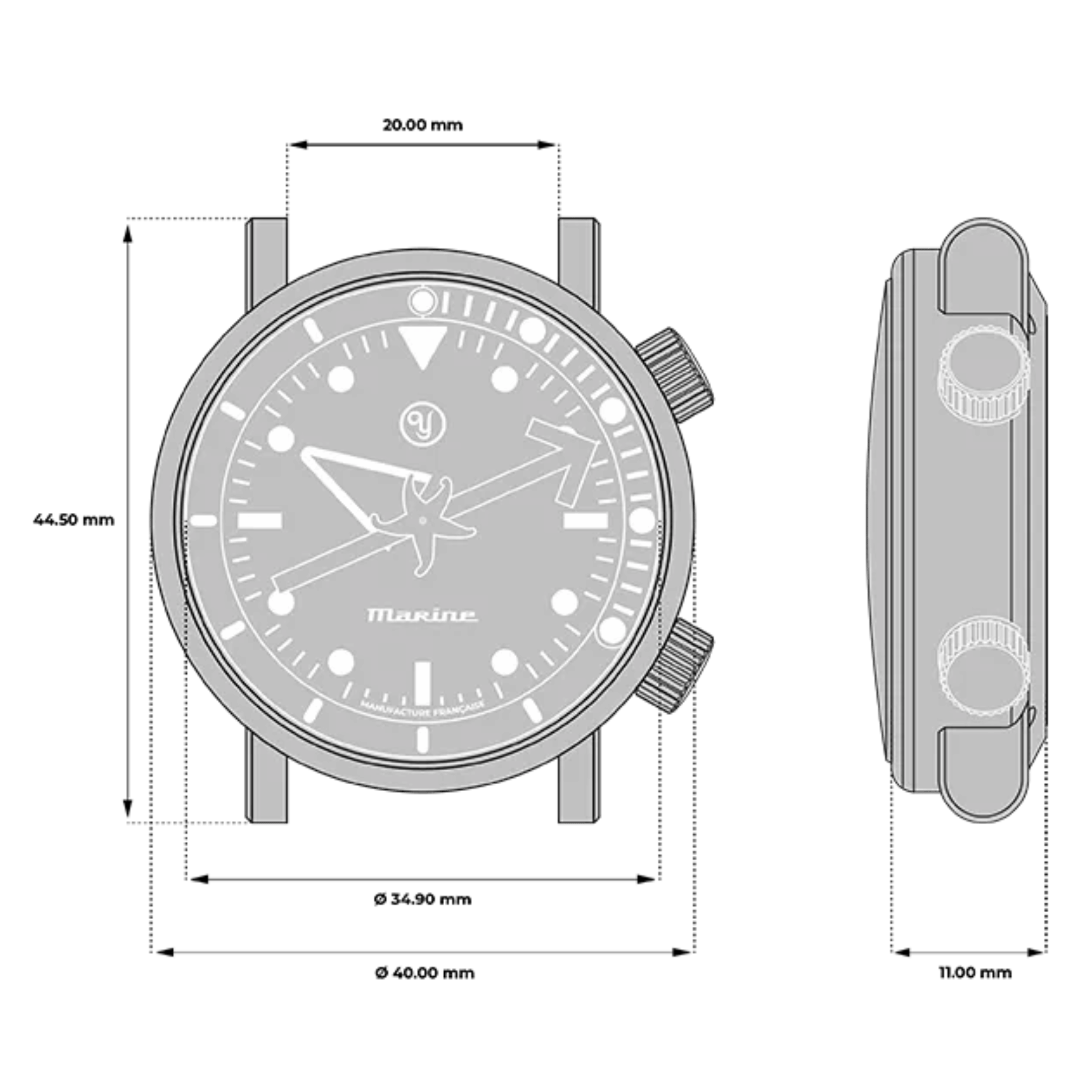 Montre Yema x Alain Silberstein "Marine" automatique titane 40 mm